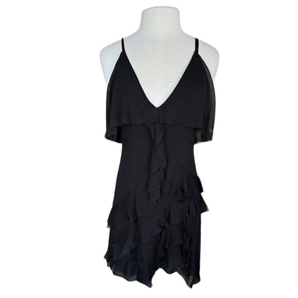 Alice + Olivia Lavinia Ruffled Dress Black Lined 8 - Picture 3 of 13
